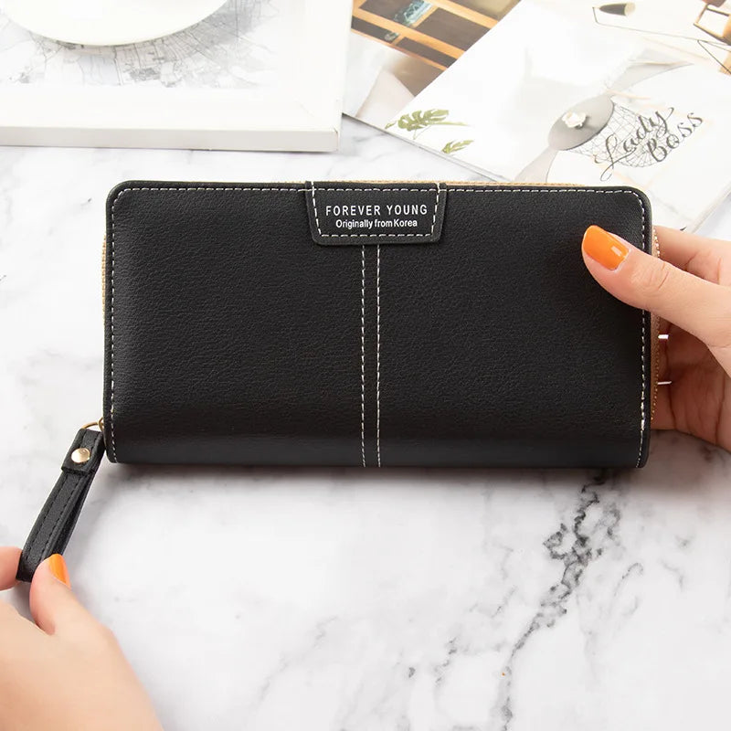 Solid Leather Women Purse Large Capacity Wallet