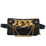 Trendy Crocodile Pattern Crossbody Bag w/ Metal Chain Shoulder Purse