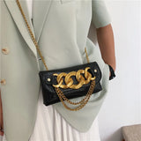 Trendy Crocodile Pattern Crossbody Bag w/ Metal Chain Shoulder Purse