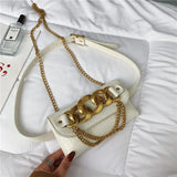 Trendy Crocodile Pattern Crossbody Bag w/ Metal Chain Shoulder Purse
