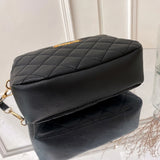 Women's Leather Rhombus Embroidery Messenger Bag