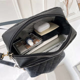 Women's Leather Rhombus Embroidery Messenger Bag