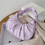 Summer Pleated Handlebags PU Cloud Bags Armpit Bag