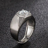 5A Zircon Diamonds Men's Rings 14k Silver Wedding Bands Jewelry