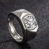 5A Zircon Diamonds Men's Rings 14k Silver Wedding Bands Jewelry
