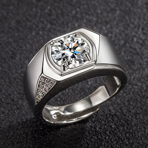 5A Zircon Diamonds Men's Rings 14k Silver Wedding Bands Jewelry