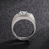 5A Zircon Diamonds Men's Rings 14k Silver Wedding Bands Jewelry