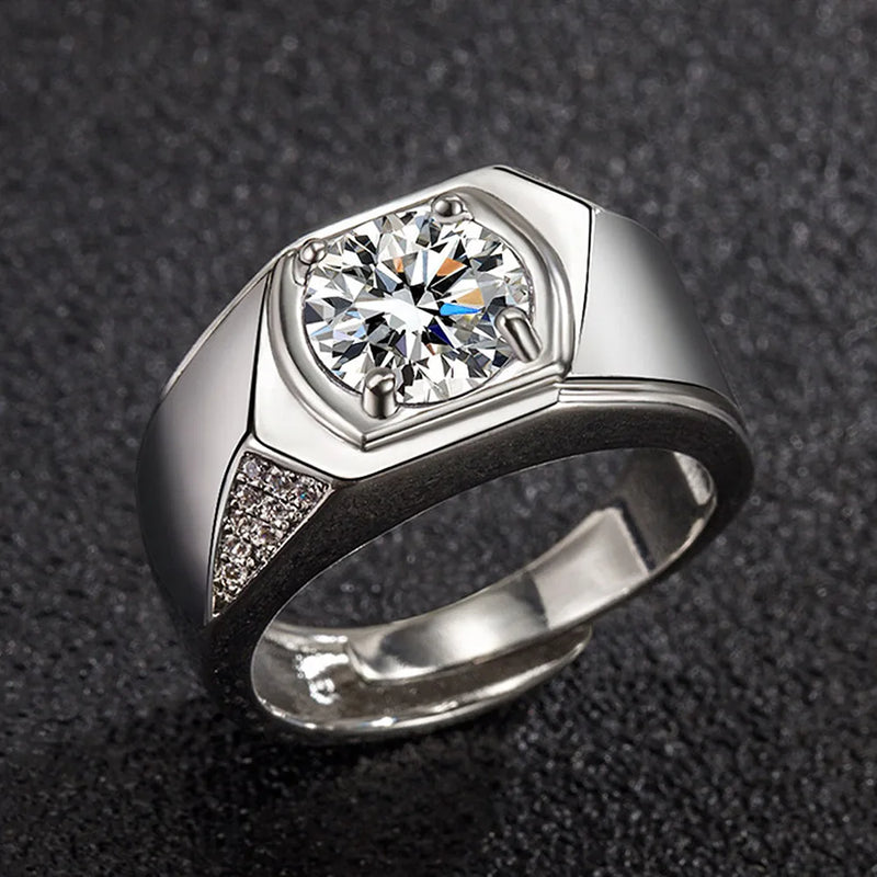 5A Zircon Diamonds Men's Rings 14k Silver Wedding Bands Jewelry