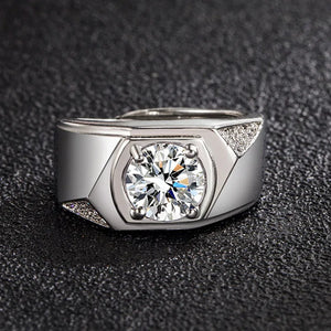 5A Zircon Diamonds Men's Rings 14k Silver Wedding Bands Jewelry