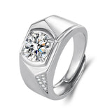 5A Zircon Diamonds Men's Rings 14k Silver Wedding Bands Jewelry