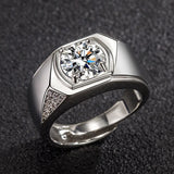 5A Zircon Diamonds Men's Rings 14k Silver Wedding Bands Jewelry