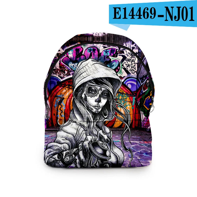 Anime Graffiti Student Backpack 3D Print Oxford Waterproof Casual Travel Bag
