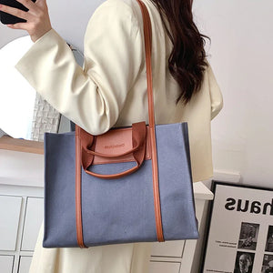 Canvas Tote Bag Shoulder Bag Women Handbag Large Capacity Travel Clutch