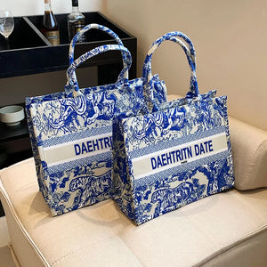 Embroidery Canvas Totes Handbags Women Shoulder Bags