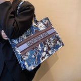 Embroidery Canvas Totes Handbags Women Shoulder Bags