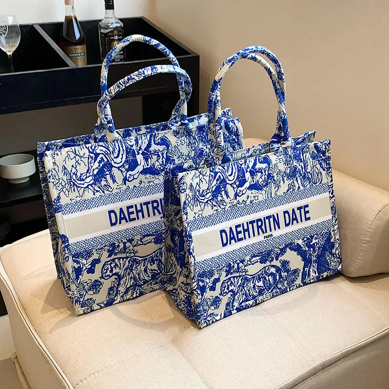 Embroidery Canvas Totes Handbags Women Shoulder Bags