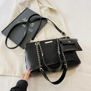 Pleated Women's Handbag Large Tote Shoulder Crossbody Bag
