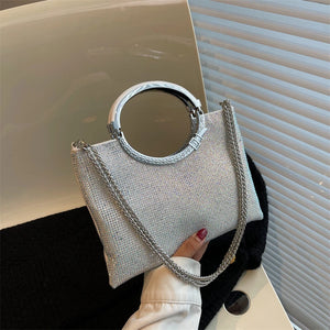 Bling Rhinestones Evening Handbag Chain Shoulder Crossbody Tote