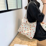 Canvas Shoulder Bag Women's Large-capacity Casual Messenger Bucket Bag