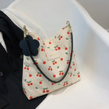 Canvas Shoulder Bag Women's Large-capacity Casual Messenger Bucket Bag