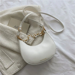 Chain Shoulder Bags For Women Solid Pu Leather Crossbody Bags