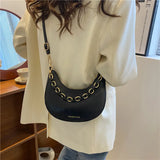 Chain Shoulder Bags For Women Solid Pu Leather Crossbody Bags
