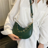 Chain Shoulder Bags For Women Solid Pu Leather Crossbody Bags
