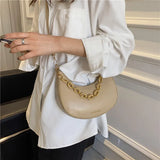 Chain Shoulder Bags For Women Solid Pu Leather Crossbody Bags