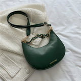 Chain Shoulder Bags For Women Solid Pu Leather Crossbody Bags