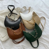 Chain Shoulder Bags For Women Solid Pu Leather Crossbody Bags