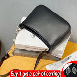 Women's PU Leather Shoulder Bag Solid Handbag Casual Underarm Tote