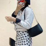 Women's PU Leather Shoulder Bag Solid Handbag Casual Underarm Tote
