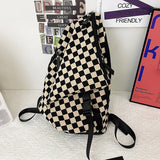 Checkerboard Women Backpack College Student School Bag For Teenager Girls Boys
