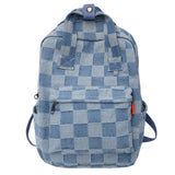 Checkerboard Canvas Bag College Backpack Male Female Travel Laptop Student Bags