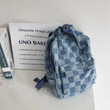 Checkerboard Canvas Bag College Backpack Male Female Travel Laptop Student Bags