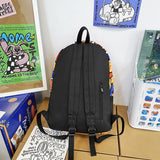 Female Graffiti Laptop College Backpack Lady Nylon Book Bag Women Student