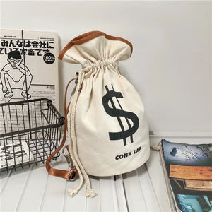 Canvas Bucket Shoulder Bag Punk Style Men Women Messenger Bag