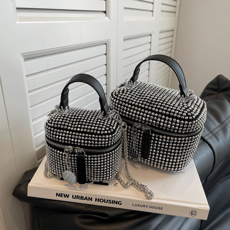 Diamond Box Shoulder Crossbody Evening Handbag Vintage Ladies Messenger Bag