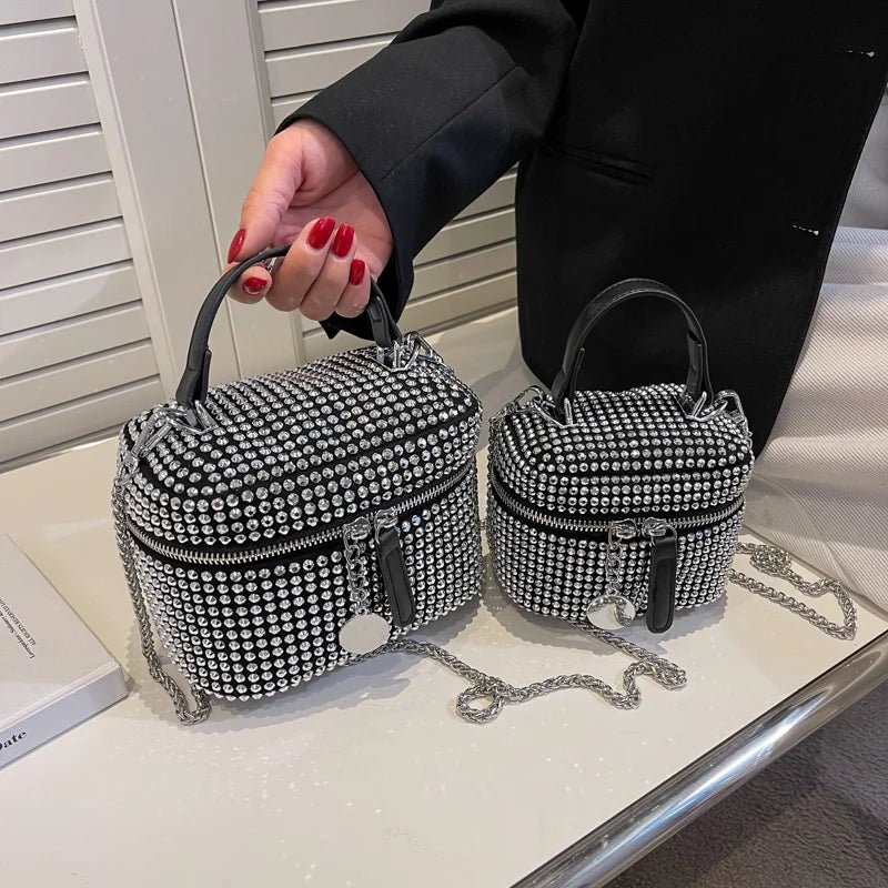 Diamond Box Shoulder Crossbody Evening Handbag Vintage Ladies Messenger Bag