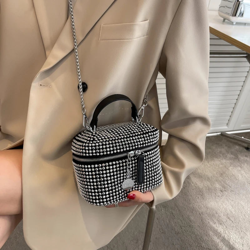 Diamond Box Shoulder Crossbody Evening Handbag Vintage Ladies Messenger Bag