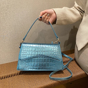 Pearlescent Leather Shoulder Bag Women Crossbody Messenger Purse