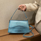 Pearlescent Leather Shoulder Bag Women Crossbody Messenger Purse