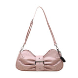 Ruched Bow Shoulder Bag Women Tote Messenger Handbag Underarm Purse