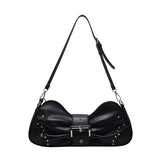 Ruched Bow Shoulder Bag Women Tote Messenger Handbag Underarm Purse