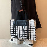 Houndstooth Shoulder Bag for Women Large Capacity Tote Purse