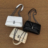 Embroidery Thread Shoulder Bag PU Leather Flap Messenger Handbag