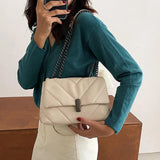 Embroidery Thread Shoulder Bag PU Leather Flap Messenger Handbag