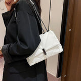 Embroidery Thread Shoulder Bag PU Leather Flap Messenger Handbag