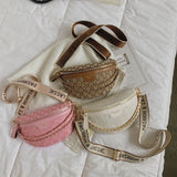 Leather Chain Waist Bag Female Waist Pack Ladies Wide Strap