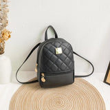 Embroidered Rhombus Stitching Backpack Soft Surface Change Mobile Travel Bag